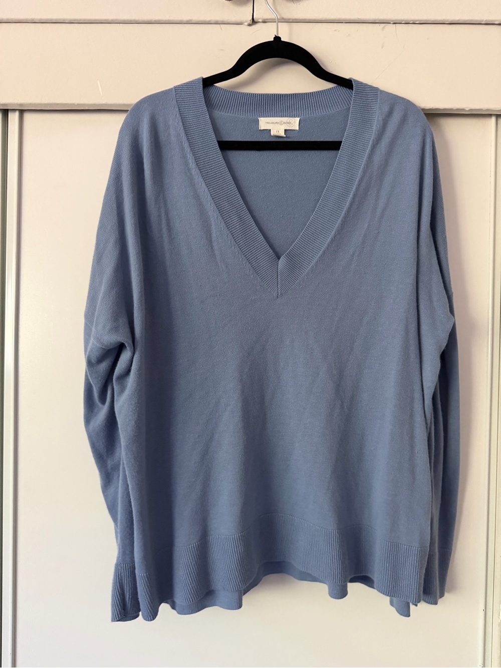 Treasure & Bond Dusty Blue V-Neck Sweater